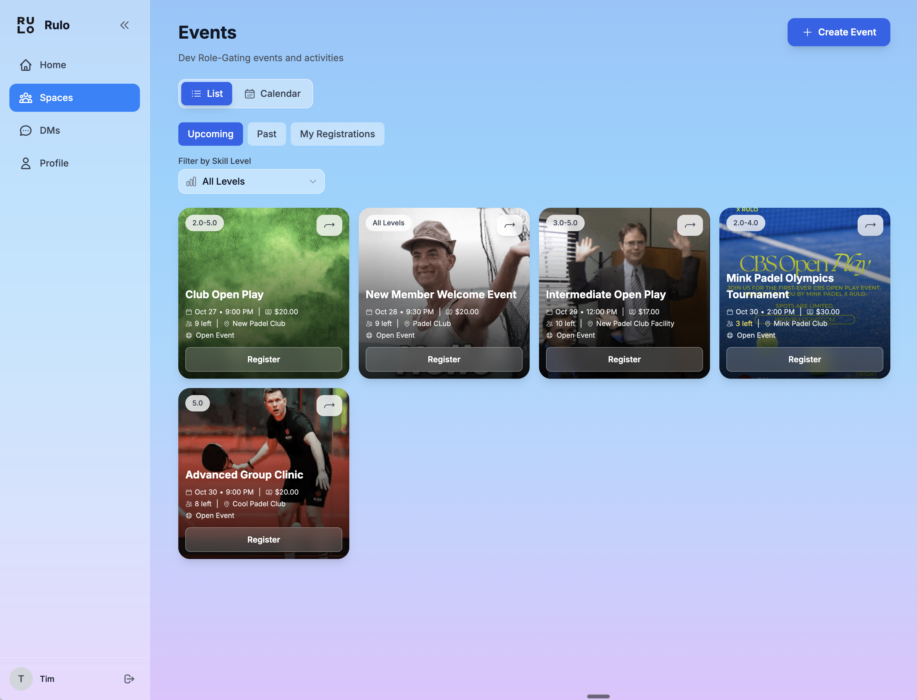 Rulo Event List Thumbnails